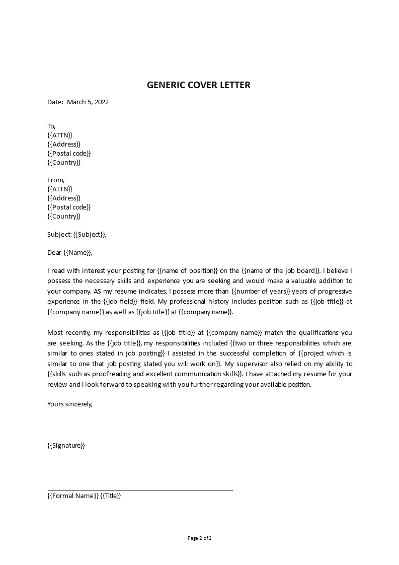 generic cover letter Main Image generic cover letter