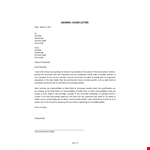 Generic Cover Letter example document template