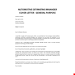 Automotive Estimating Manager cover letter example document template