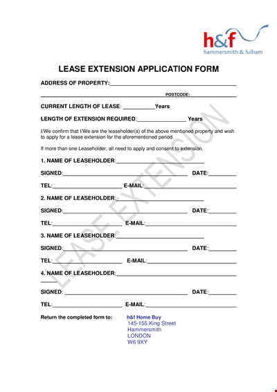 Lease Extension Application Form Sample | Council | Lease Extension | 10+ Years
