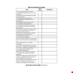 Effective Meeting Checklist Template example document template