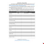 Personal Safety Action Plan example document template
