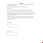 Printable Furniture Bill Of Sale example document template 
