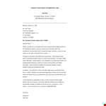 Customer Service Agent Job Application Letter example document template