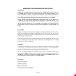 Mortgage Loan Originator Job Description example document template
