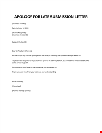 Regret letter for not sending quotation