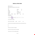 Patient Intake Form example document template