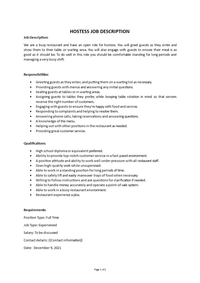 Hostess Job Description resume-restaurant-hostess-example-template-resume-template-examples