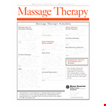 Massage Therapy Schedule example document template