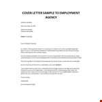 Cover letter sample to an employment agency example document template
