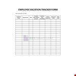 Employee Vacation Tracker Form example document template