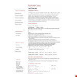 Elementary Art Teacher Resume - Inspiring Students and Nurturing Their Artistic Talents example document template