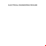 Engineering Electrical Resume - Create a Powerful Electrical Resume Today example document template