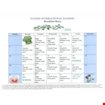 Download Free Menu Calendar PDF Template example document template 