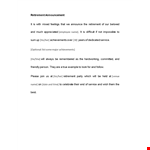 Retirement Announcement Template - Celebrating Your Service and Achievements example document template