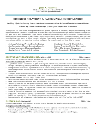 Experienced Sales and Marketing Manager Resume Template