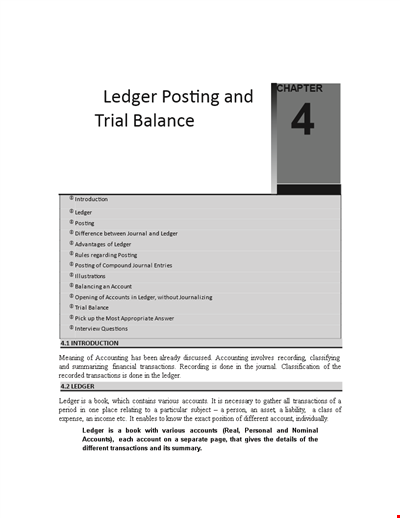 Journal Ledger Trial Balance Sheet
