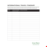 International Itinerary - Travel, Plan, and Explore with Our Comprehensive International Itinerary example document template 