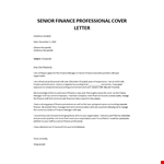 Senior Finance professional cover letter example document template