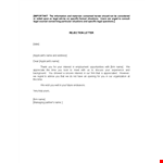 Professional Employment Rejection Letter example document template