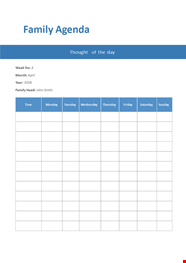 April Family Agenda Template Organize Your Month With Family Focused