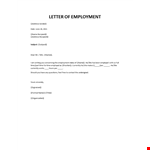 Letter of employment template example document template