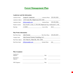 Water and Forest Management Plan example document template