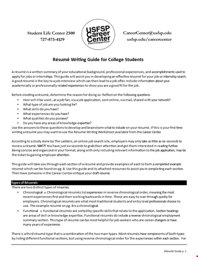 College Student Resume: Experience, Information, Section - Build a Winning Career Document