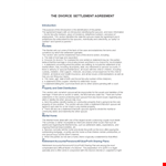 Divorce Agreement: Support and Child Agreements between Parties example document template