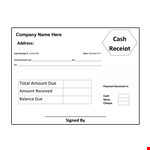 Free Cash Receipt Template - Easily record the amount received example document template