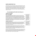 Create an Effective Marketing Plan for Your Clothing Products - Template Included example document template 