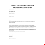 Finance & Accounts Operations Cover Letter example document template