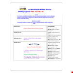 March Grade School Weekly Agenda example document template