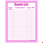 Free Wedding Guest List Template | Organize Your Guest List Easily example document template