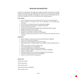 Recruiter Job Description example document template