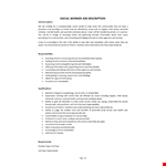 Social Worker Job Description example document template