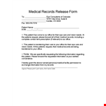 Authorize Release of Medical Records | Easy Medical Release Form example document template