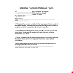 Authorize Release of Medical Records | Easy Medical Release Form example document template 