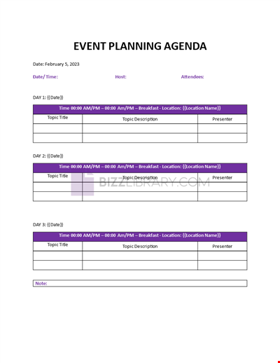 Event Planning Agenda