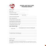 Child's School Progress Report: Track Your Child's Progress example document template