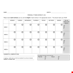 Printable Fitness Workout Log example document template