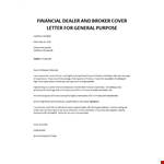 Financial Dealer and Broker sample cover letter example document template