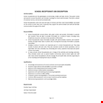 School Receptionist Job Description example document template
