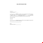 Real Estate Lien Release Form example document template 