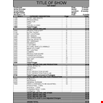 Pre Production Film Budget Template example document template