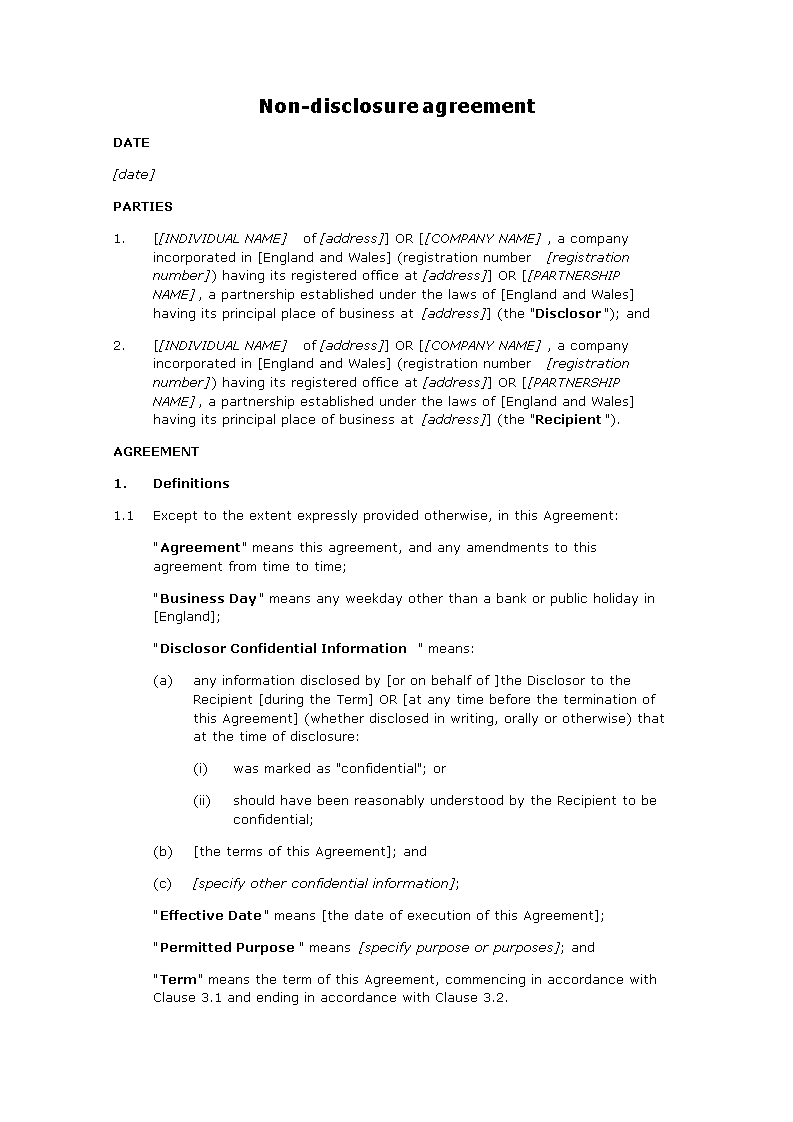 Confidentiality Agreement Template Non Disclosure Clause For Parties confidentiality-agreement-template-non-disclosure-clause-for-parties
