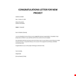 Congratulations letter for new project example document template