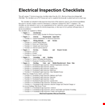 Verify Electrical Equipment: Electrical Inspection Checklist example document template