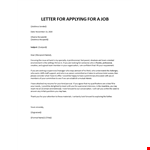 Letter for applying for a job example document template