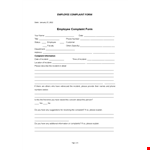 Employee Complaint Form Template example document template